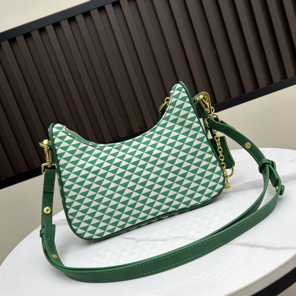 Prada Green & White Geometric Shoulder Bag - Picture 3 of 7